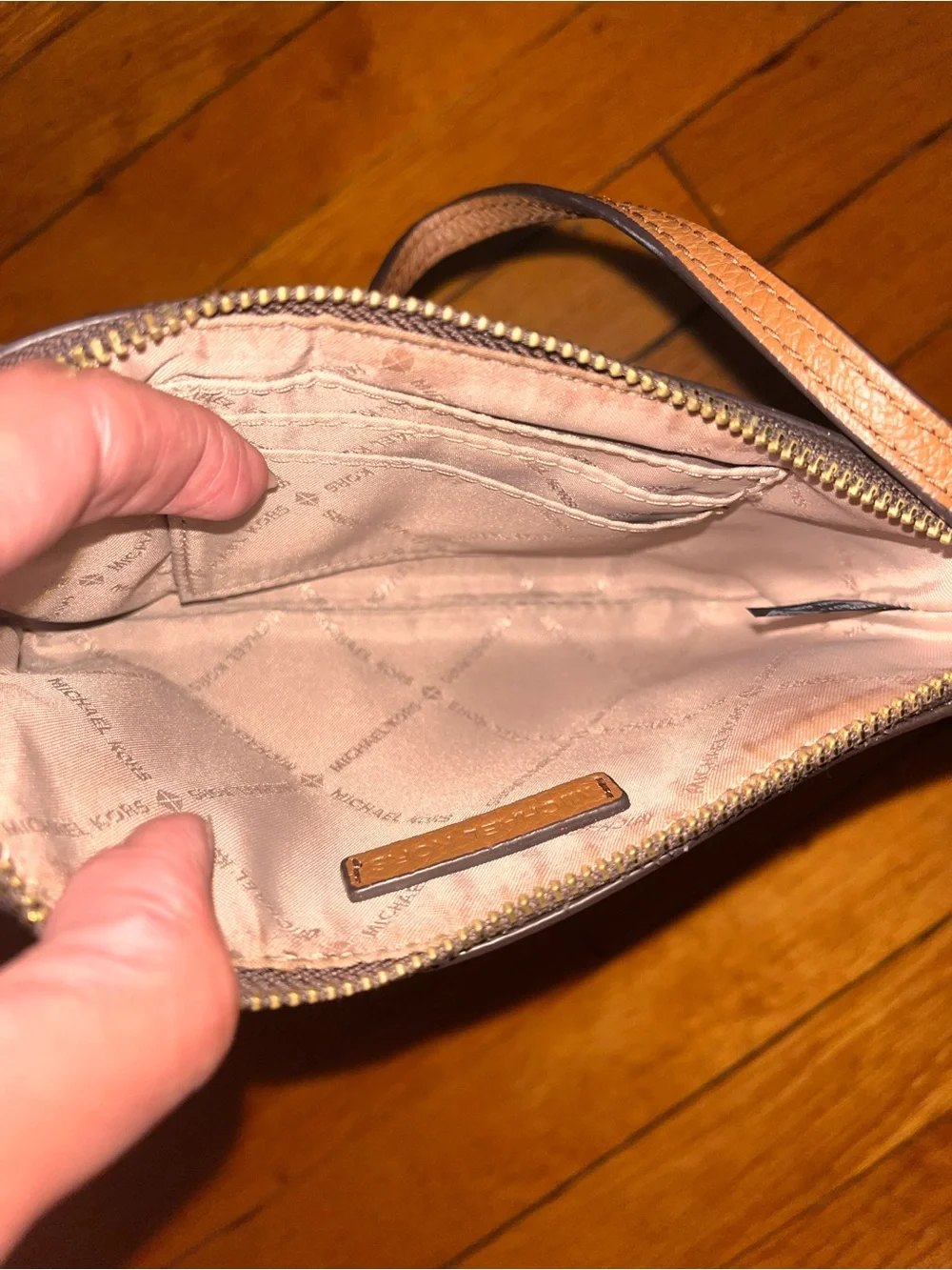 Michael Kors Brown Signature Zip Wristlet